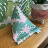 Pilola Techcushion Metallic Gold Pink Fern Pattern on White Background Beanbag Pillow Stand Holder Cushion