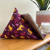 Pilola Techcushion Maroon Leopard Jungle Pattern Pillow Stand Holder Cushion