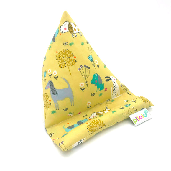 Pilola Techcushion Cute Dogs on Yellow Pillow Stand Holder Cushion