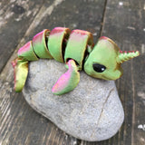 3D printed mini narwhal sea creatgure in pink green colourway Pilola