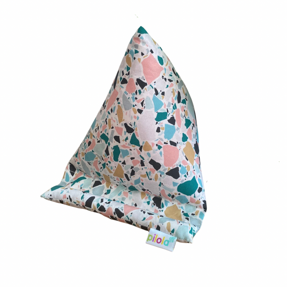 Pilola Techcushion Multi-coloured Mosaic Pattern on White Background Beanbag Pillow Stand Holder Cushion