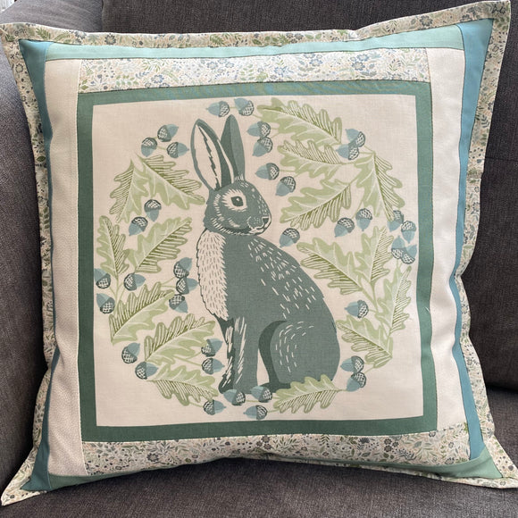 Limited Edition Cushion Inspired by Nature Cotton Quilted Borders Rabbit