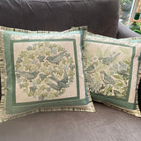 Limited Edition Cushion Inspired by Nature Cotton Quilted Borders Garden Birds