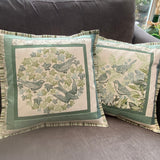 Limited Edition Cushion Inspired by Nature Cotton Quilted Borders Swallows