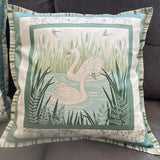 Limited Edition Cushion Inspired by Nature Cotton Quilted Borders Swans