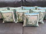 Limited edition collection of nature inspired cushions featuring different animal and bird designs. All feature toning shades of green, blue, grey and ivory. Made from high quality cotton. 
