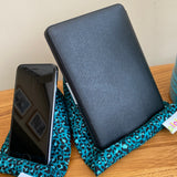 Techcushion by Pilola iPad Phone Pillow Stand Holder Cushion Blue Leopard Print Pattern