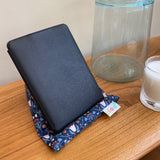 Techcushion by Pilola iPad Phone Pillow Stand Holder Cushion Blue Metallic Pears Pattern