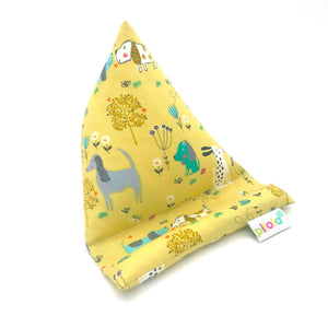 Pilola Techcushion Cute Dogs on Yellow Pillow Stand Holder Cushion