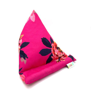 Pilola Techcushion Hot Pink Floral Joules Print Fabric Pillow Stand Holder Cushion