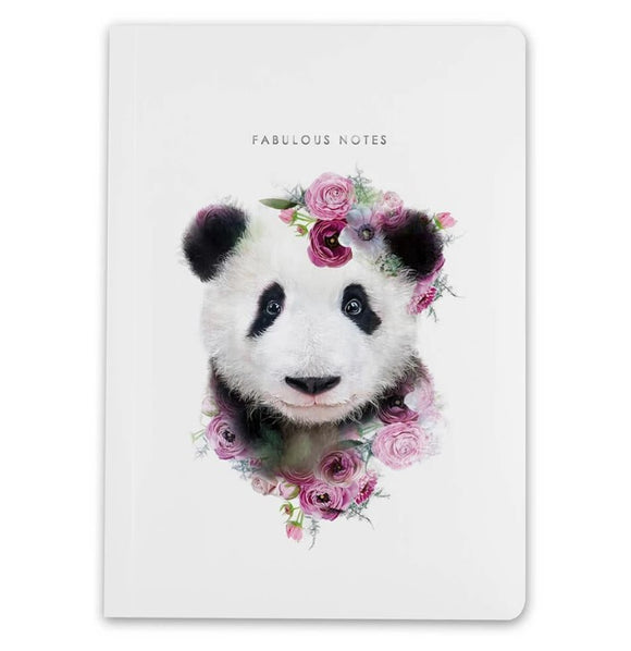 A5 Notebook Panda Wildlife Botanical Luxury Lined Notebook by Lola Designs