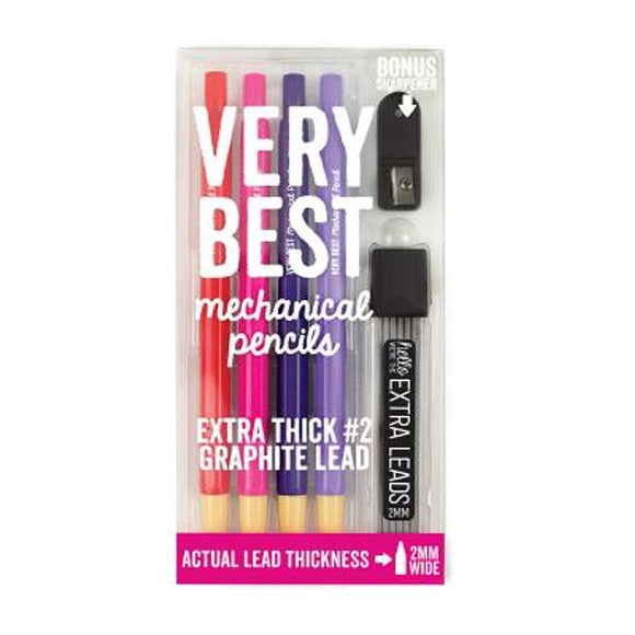 Ooly Pack of 4 Mechanical Pencils Extra Thick 2MM Graphite Lead Pink/Purple