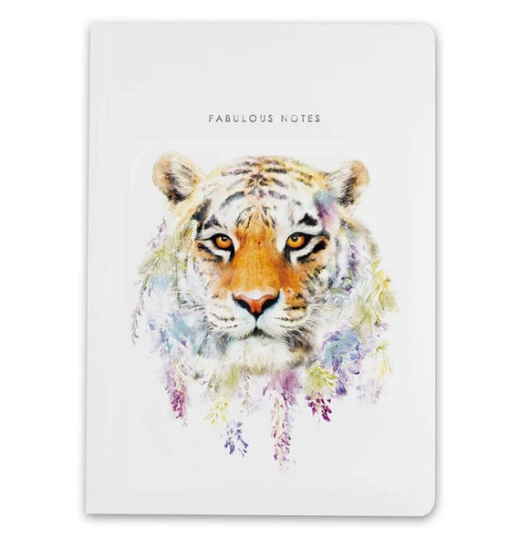 A5 Notebook Tiger Wildlife Botanical Luxury Lined Notebook by Lola Designs